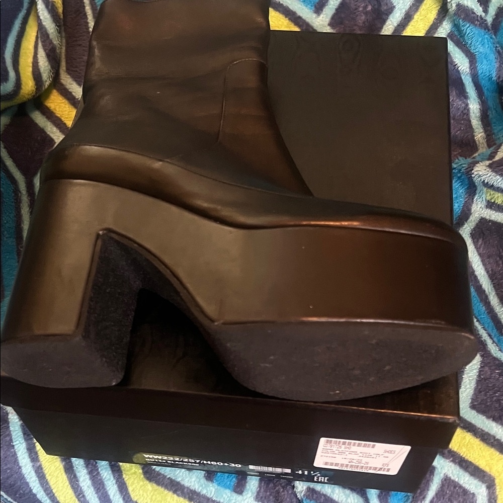 Dries Van Noten Black Platform Ankle Boots
